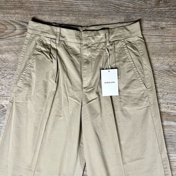 Everlane Womens Tan Pleated Organic Cotton Easy Wide Trench Pant Size 6R NWT - Picture 3 of 12